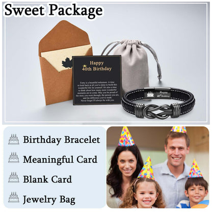 13th 16th 17th 18th 21st Birthday Gifts for Boys Him Male, Happy Birthday Leather Bracelet Gifts for 13 16 18 21 Year Old Boy Male Man Son Grandson Nephew Brother Friend with Sweet Birthday Card