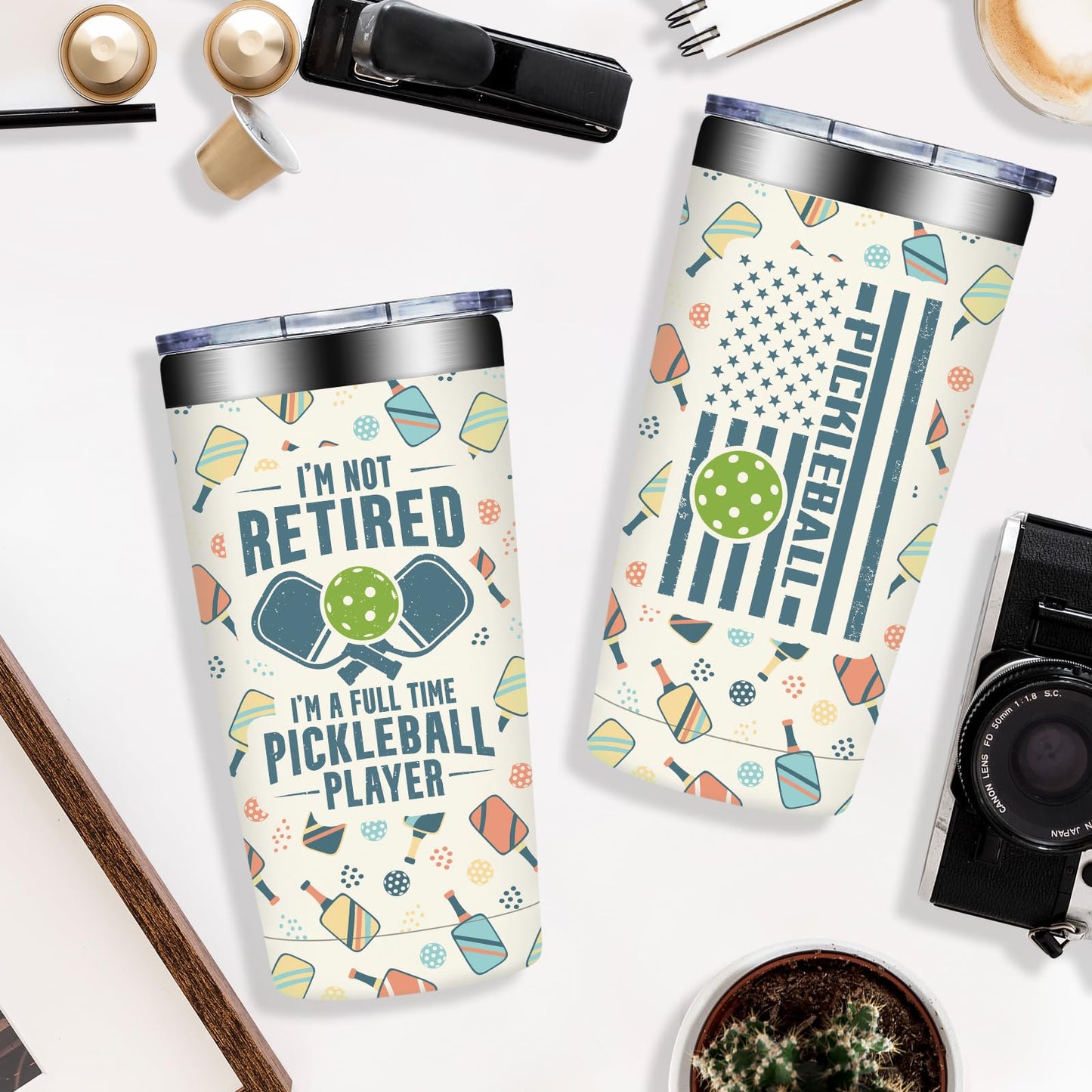 Pickleball Gifts for Women, Men - Pickle Ball Gifts for Woman - Christmas, Birthday Gifts for Pickle Ball Lovers - I'm Not Retired I'm a Full Time Pickleball Tumbler Cup 20 oz