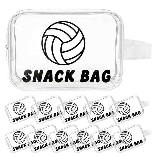 Goroovr 12 Pcs volleyball Snack Bags with Handles Zipper Reusable Sealed Stand-Up Goody Bags Clear PVC Waterproof volleyball party favors for Team Practice/Game Day, Gifts for volleyball Lovers, Players