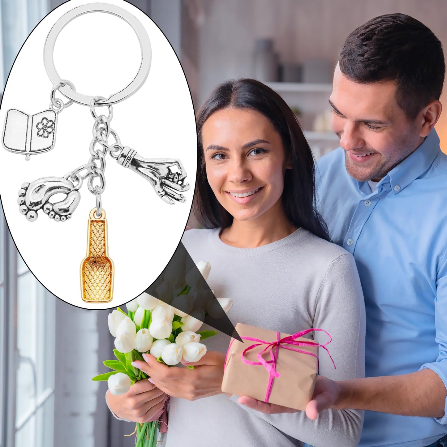 10Pcs Manicure Keychain Alloy Nail Polish Manicure Tool Hands and Feet Charm Keyrings for Manicurist Nail Stylist Nail Technician Gifts or Beauty Lovers