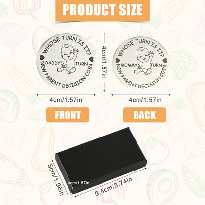 New Parents Decision Coin, Funny Baby Gift Decision Making Coin Double Sided Mommy's Turn Daddy's Turn Coin Cute Gifts for New Parents Pregnancy Gifts for First Time Mom and Dad