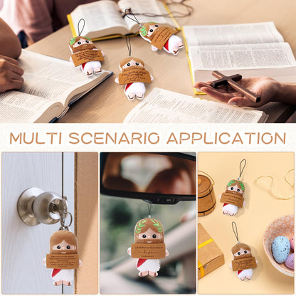 Newwiee 30 Positive Jesus Gift Plush Bulk Christian Gifts for Church Pendant Savior Religious Keychain with Inspirational Card for Sunday School Bible Study Group Baptism Party Favors Women Men