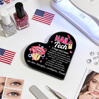 Nail Tech Gifts For Women Men Nail Salon Decor Heart Shaped Acrylic Sign Inspirational Gift For Nail Technician Thank You Gifts Birthday Girls Bedroom Home Salon Beauty Shop Decor 3.9x 3.9 Inches
