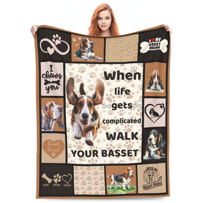 Basset Hound Dog Blanket Cute Basset Dog Decor Throw Blanket Super Warm Soft Plush Lightweight Fleece Flannel Animal Blanket Gifts for Girls Women Boys for Winter Couch Bedding 40"X50"