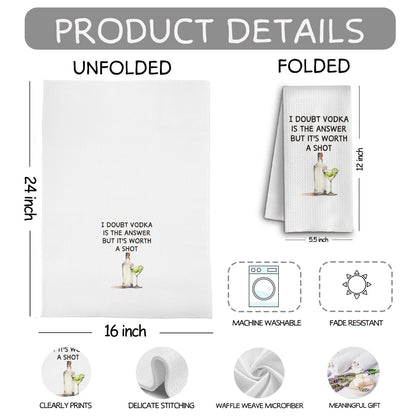 Vodka Gifts Kitchen Towels, Vodka Gifts for Women Vodkas Lovers Dish Tea Towels for Kitchen, Alcohol Gift for Men Women Decorative Hand Towel for Bar Cart Decor, 16x24 Inch