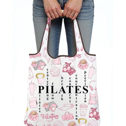 CMNIM Pilates Tote Bag Pilates Gifts for Women Yoga Lover Gift Pilates Instructor Gifts Funny Pilates Reusable Grocery Bag