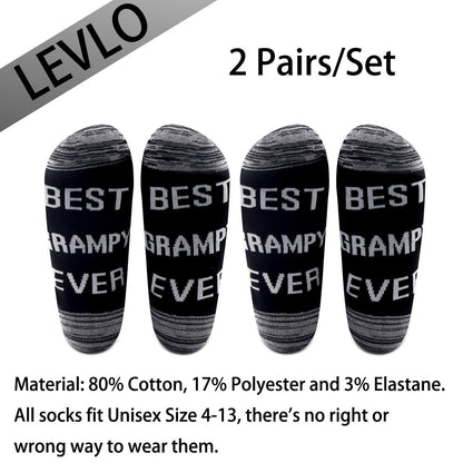 LEVLO 2 Pairs Father's Day Gift Best Grampy Ever Socks Grandpa Gift for Papa Grandfather Men Birthday Present