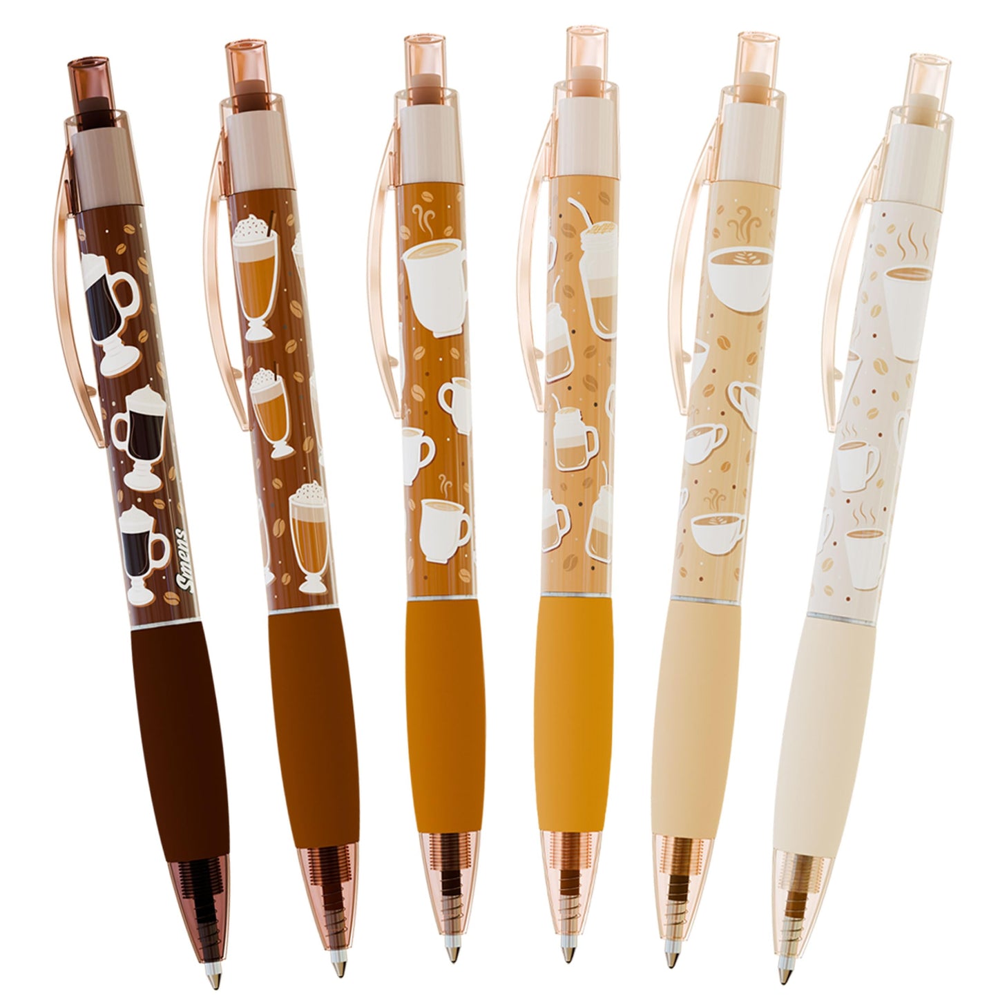 Scentco Coffee Smens - Gourmet Coffee-Scented Gel Pens, Black Ink, Medium Point, 6Pack Variety Set