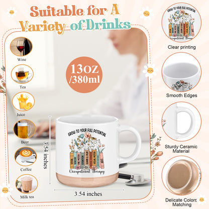 Yungyan 35 Pcs Occupational Therapy Appreciation Gifts Office Set Included 13 oz Ceramic Mug Tote Bag Leather Notebook Pen Sticky Note Highlighter Paper Clip Occupational Therapy Thank You Gift