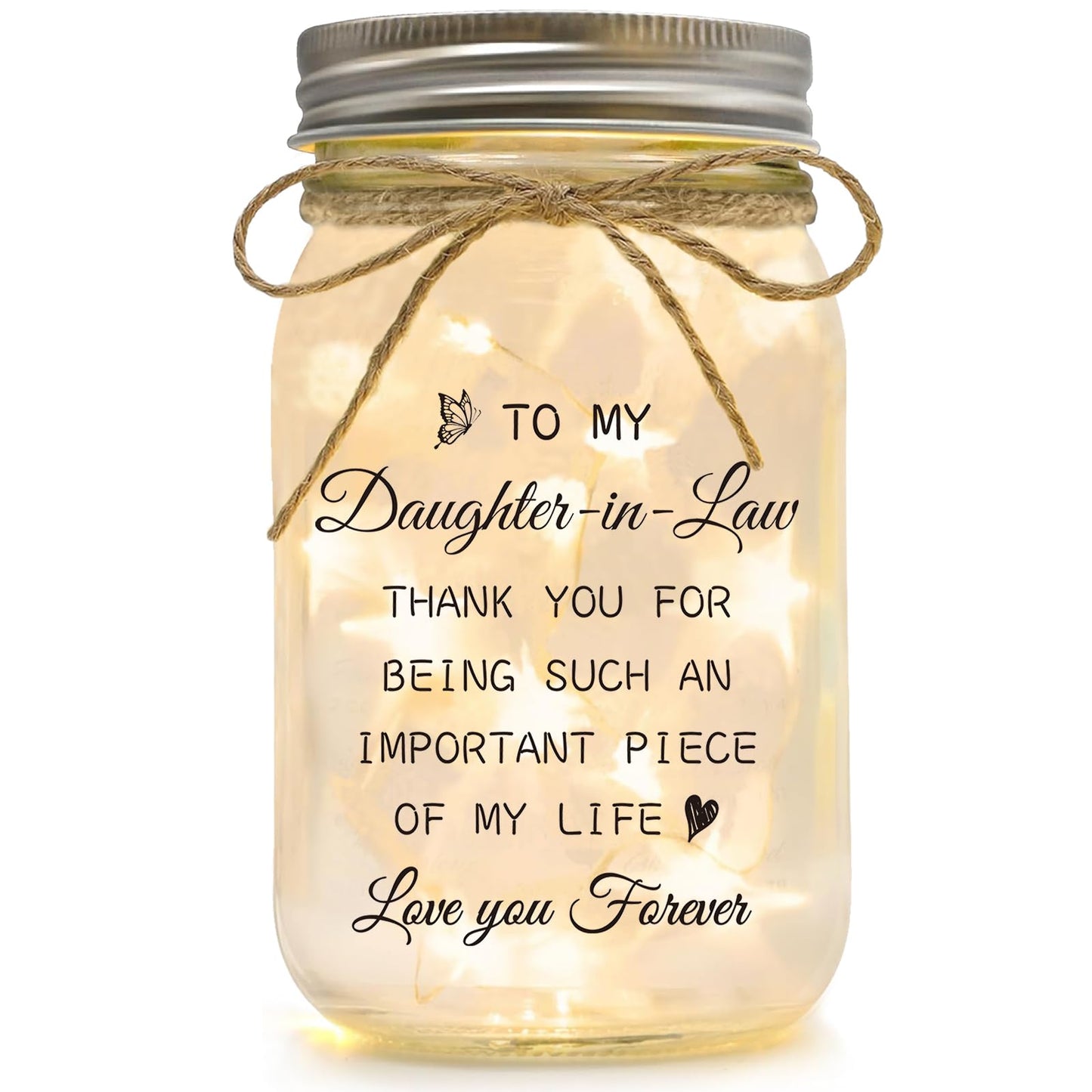 Daughter in Law Gifts, Daughter in Law Birthday Gifts from Mother in Law, Best Mothers Day Valentines Christmas Wedding Gifts for Mason Jar Night Lights