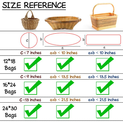 Labeol 50pcs Cellophane Bags 3 Sizes Cellophane Wrap for Gift Baskets 24x30 16x24 12x18 Large Clear Plastic Packaging Bags with 50 Pull Bows for Gift Wrapping