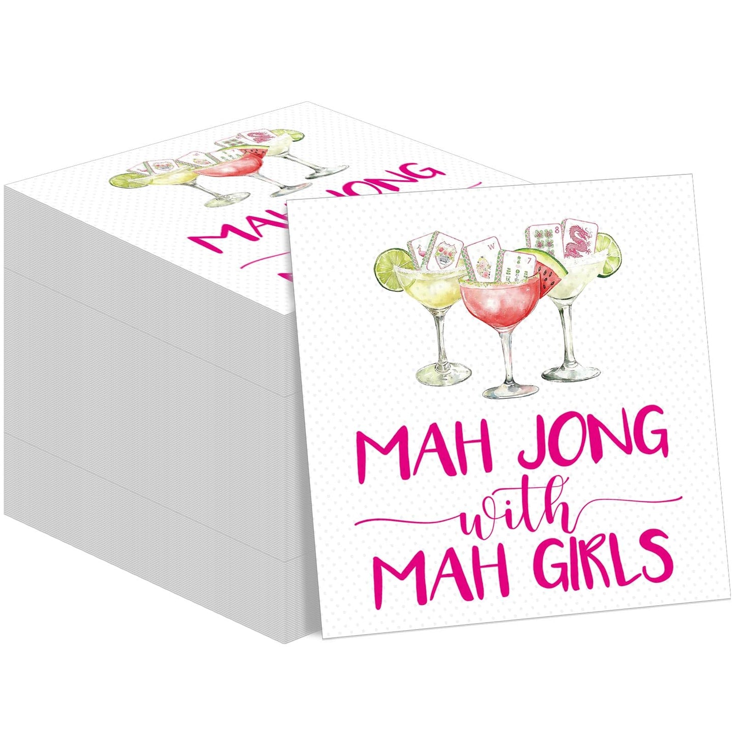 Gueevin 30 Pcs Mahjong Napkins Cocktail Paper 6.5 x 6.5 Inches Mahjong Party Supplies Gifts for Women Casual Gatherings Game Nights Birthday Party Dinner Home (Funny)