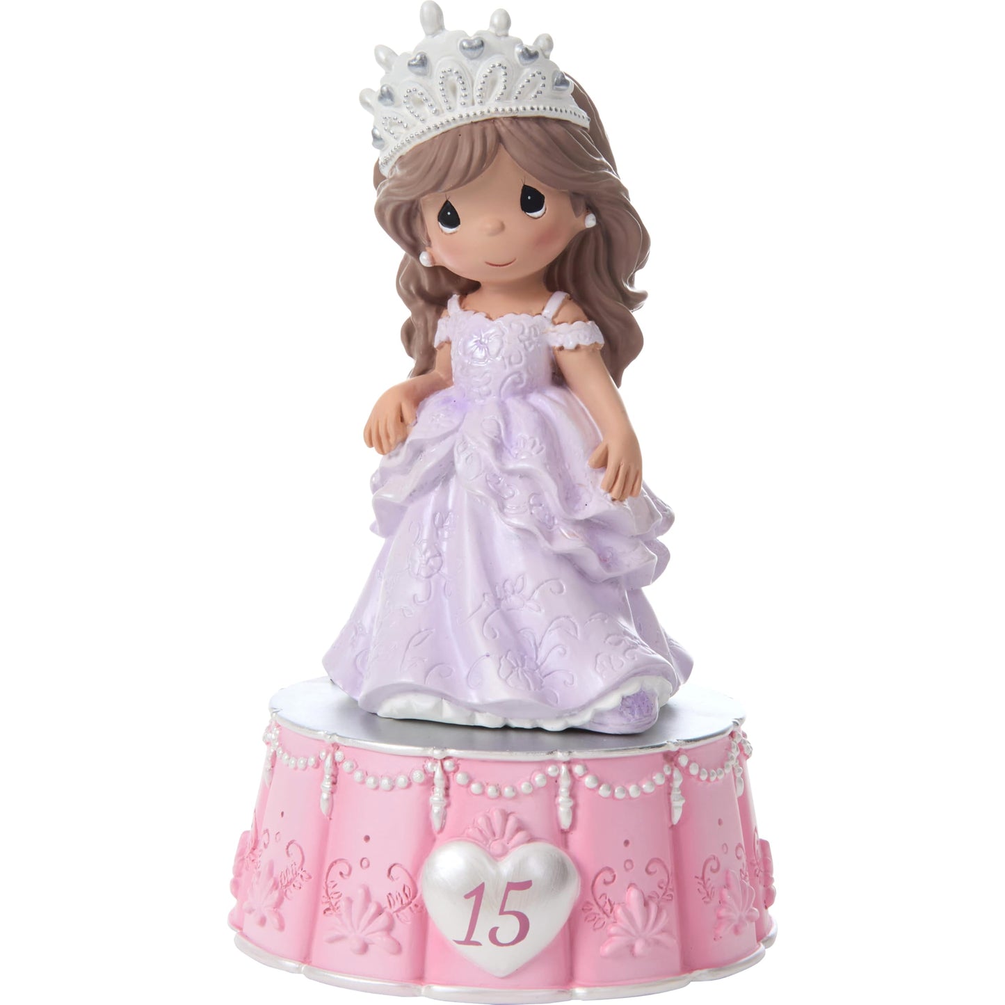 Precious Moments 252104 La Quinceañera Recordable Musical Figurine, 15th Birthday Girl in Lavender Dress with Tiara, Recordable Resin Keepsake Gift for Daughter or Granddaughter
