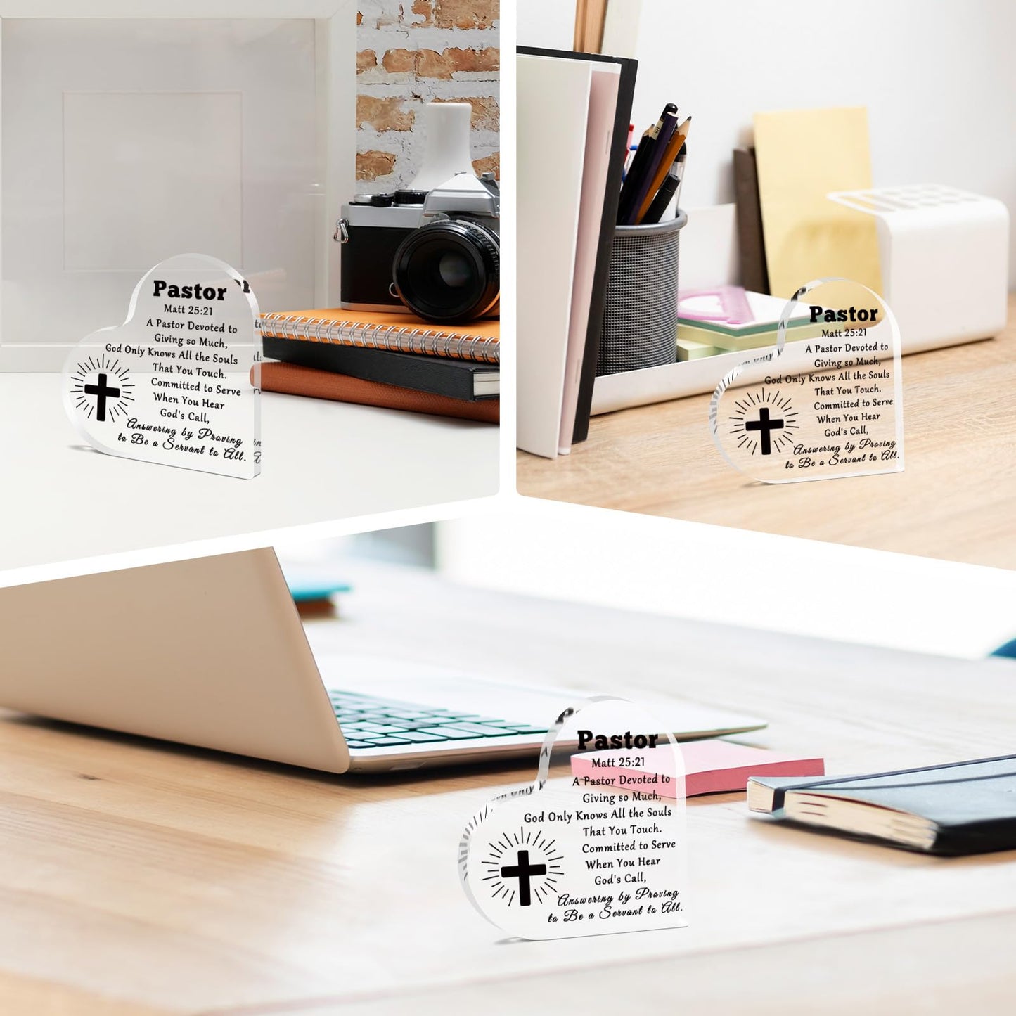 Pastor Appreciation Gifts Acrylic Plaque Thank You Gifts for Pastor Preacher Priest Religious Christian Gifts Christmas Birthday Retirement Gifts for Pastor Catholicism Coworker Friends Desk Sign