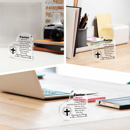 Pastor Appreciation Gifts Acrylic Plaque Thank You Gifts for Pastor Preacher Priest Religious Christian Gifts Christmas Birthday Retirement Gifts for Pastor Catholicism Coworker Friends Desk Sign