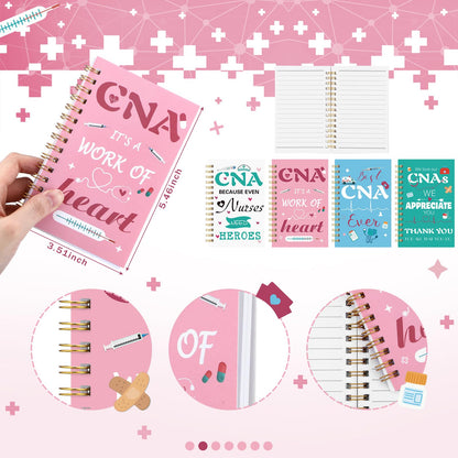 Eaasty 24 Set CNA Appreciation Gifts Colorful Graduation Gifts Including Spiral Notebook Funny Ballpoint Pens for CNA Week Nurse Day Graduation Doctor Party Gift Supplies, 3.5 x 5.5 in