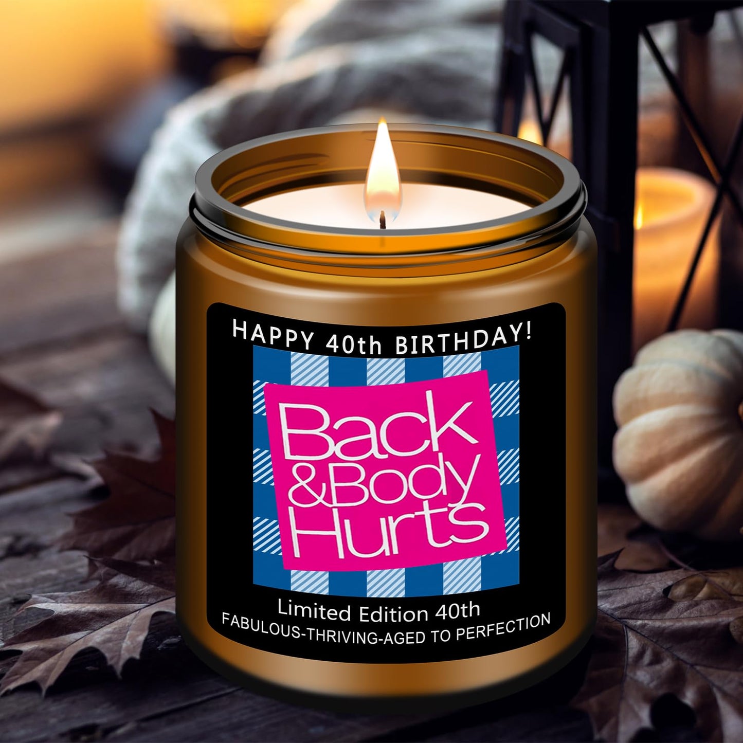 Homsolver 40th Birthday Gifts Women Men, Happy 40th Birthday Decorations Candles Gift for Her Him, Funny 40 Years Old Ideas -Lavender Scented Candle