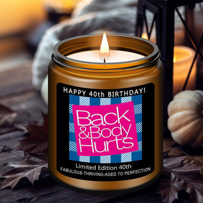 Homsolver 40th Birthday Gifts Women Men, Happy 40th Birthday Decorations Candles Gift for Her Him, Funny 40 Years Old Ideas -Lavender Scented Candle