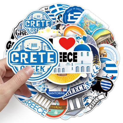 Greece Stickers |50Pcs Greek Civilization Waterproof Vinyl Decals for Water Bottles Laptop Luggage Cup Computer Mobile Phone Skateboard Guitar Helmet Snowboard Décor