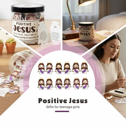 Emotional Support Jesus Jar, 60 Double-Sided Scripture Cards & Daily Encouragement Mini Blessings, Christian Easter Gift for Women, Teen Girls Basket Stuffer