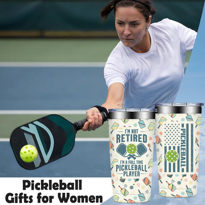Pickleball Gifts for Women, Men - Pickle Ball Gifts for Woman - Christmas, Birthday Gifts for Pickle Ball Lovers - I'm Not Retired I'm a Full Time Pickleball Tumbler Cup 20 oz