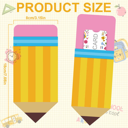 Hillban 24 Pcs Pencil Gift Card Holder End of Year Teacher Gift Coffee Money Sleeves Teacher Thank You Greeting Cards Bulk Graduation Party Back to School Cash Holder for First Day of School
