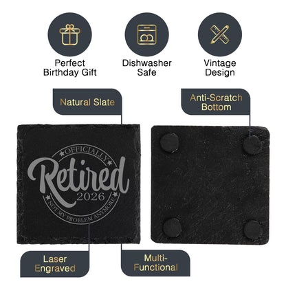 Retirement Gifts for Men 2026 - Retirement Beer Glass with Stone Coasters, Bottle Opener, Funny Beer Glass Unique Gift For Dad, Grandpa, Friends, Family