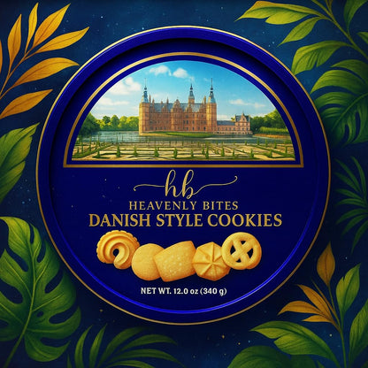 Heavenly Bites Danish Style Butter Cookies in Metal Tin 12 Ounce
