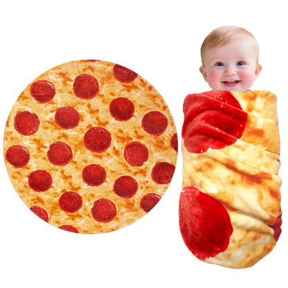 CASOFU Baby Pizzas Swaddle Blanket, Funny Blankets Gag Gifts for Baby Shower Boy Girl Toddler Newborn, 285 GSM Soft Flannel Food Novelty Blanket White Elephant Gifts for Toddler (Flaming, 36 inches)