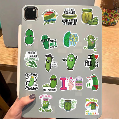 Funny Pickle Stickers for Adults, Cartoon Pickle Stickers Bulk, 50PCS Vinyl Waterproof Stickers for Water Bottle, Laptop, Phone, Skateboard, Scrapbook, Journal, Luggage, Party Supplies (Pickle)