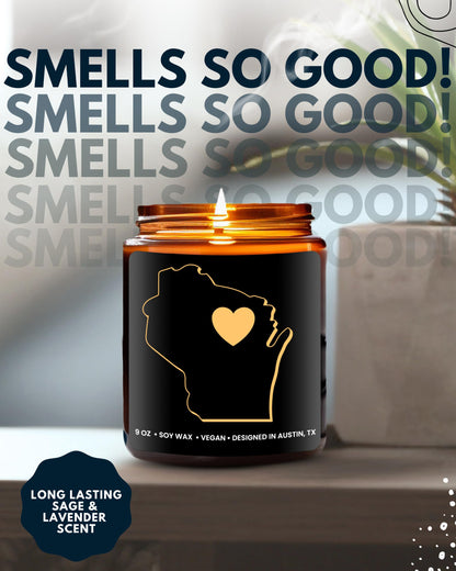 Wisconsin Candle, Thoughtful Wisconsin Themed Souvenirs & Gifts for Men and Women, Unique State Gifts, Best Sentimental Gift for Moving Away, Ideal for Birthday, Christmas, Graduation, Gift Ready