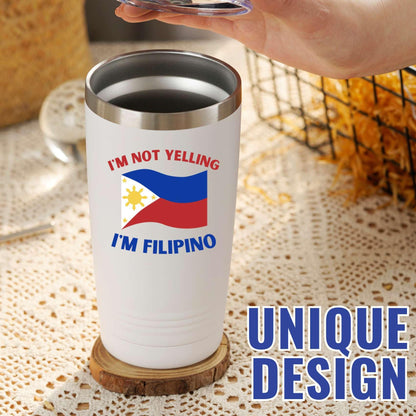 Onebttl Filipino Gifts with Philippines Flag, Filipino Philippines Souvenirs, 20oz Stainless Steel Insulated Travel Mug, Perfect for Filipino Men & Women on Birthday & Christmas - I'm Not Yelling