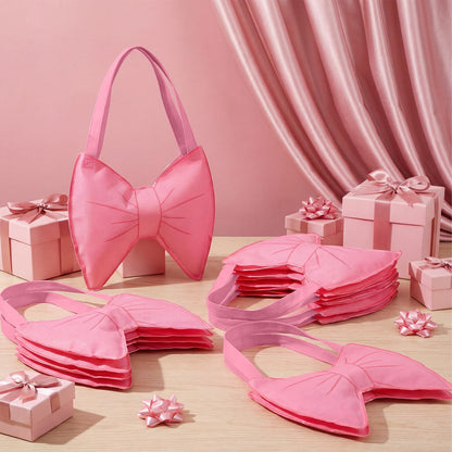 Sanwuta 16 Pcs Coquette Gift Bags Pink Bowknot Non Woven Tote Bags Goodie Treat Reusable Bow Grocery for Woman Girls Birthday Party Decoration Party Favor