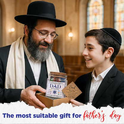 Torah Verses Jar for Dad – 92 Daily Scriptures for Reflection | Jewish Gift for Hanukkah, Birthday, Father’s Day, Rosh Hashanah | Spiritual Keepsake, Judaica Decor, Prayer Jar