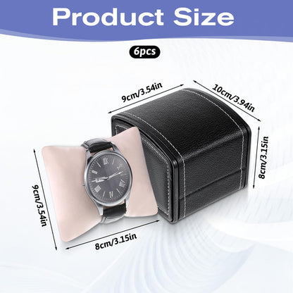 6 PCS Single Watch Case, Watch Gift Box PU Leather Bracelet Boxes Dust-Proof Bracelet Jewelry Gift Box Used for Jewelry, Watches Bracelets Gifts Packaging, Storage and Display-Black