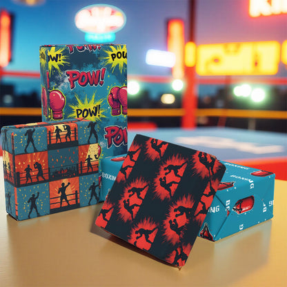 Pineraap Boxing Wrapping Paper 12 Sheets Punching Bag Designs Gift Wrap Gaming Gift Wrapping Paper for Boxing Fans, Boxers, Fighters, Coaches, 20"×28"