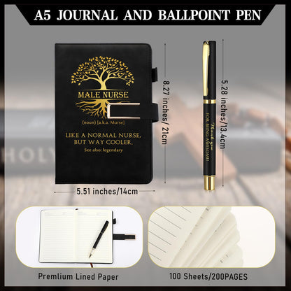 Pickmesh 3 Pcs Male Nurses Gifts Set 2026 CNA Week Gifts 17 oz Coffee Tumbler A5 Leather Journal with Ballpoint Pen Nurse Graduation Gift for Men Nursing (Black)