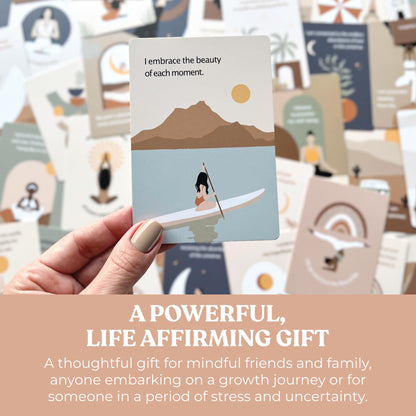 Daily Positive Affirmation Cards for Women - 50 Mindfulness Meditation Cards for Self Care in Tin Box with Wooden Stand - Motivational & Inspirational Gifts for Women, Best Friend, Sister