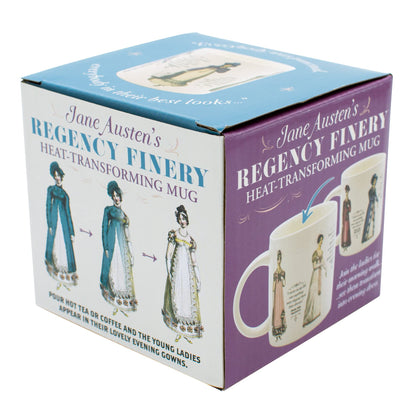 The Unemployed Philosophers Guild Jane Austen Finery Color Changing Mug - Coffee Transforms Day Attire To Show Evening Gowns, Comes in Gift Box, 12 oz