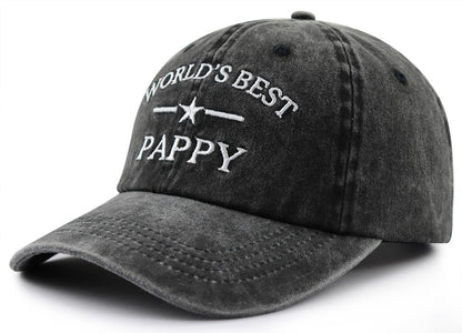 World's Best Dad Papa Pappy Grandpa Pops Papaw Hat for Men, Funny Adjustable Cotton Embroidered Father Baseball Cap