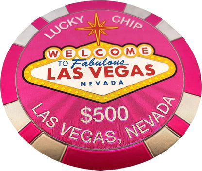 Las Vegas Casino Poker Chip Coasters – 4-Pack Cork-Backed Multicolor Drink Coasters Souvenir