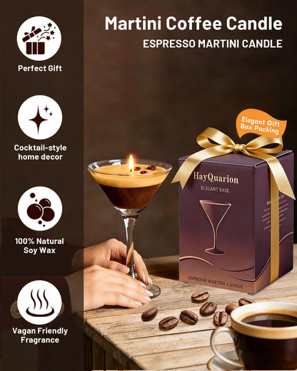 Espresso Martini Candle Gifts for Women Men, Coffee Themed Unique Gift for Espresso Lovers, Soy Wax Candles Kit for Coffee Bar, Home Decor for Mother, Birthday, Christmas, Halloween