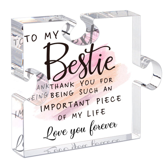 Bestie Gifts for Women Friendship - 0.6" Thickness Acrylic Puzzle & Gift Box,Gifts for Friends Female,Friend Keepsake for Women Birthday,Bff Soul Sister Work Bestie Gift for Thankgiving Present