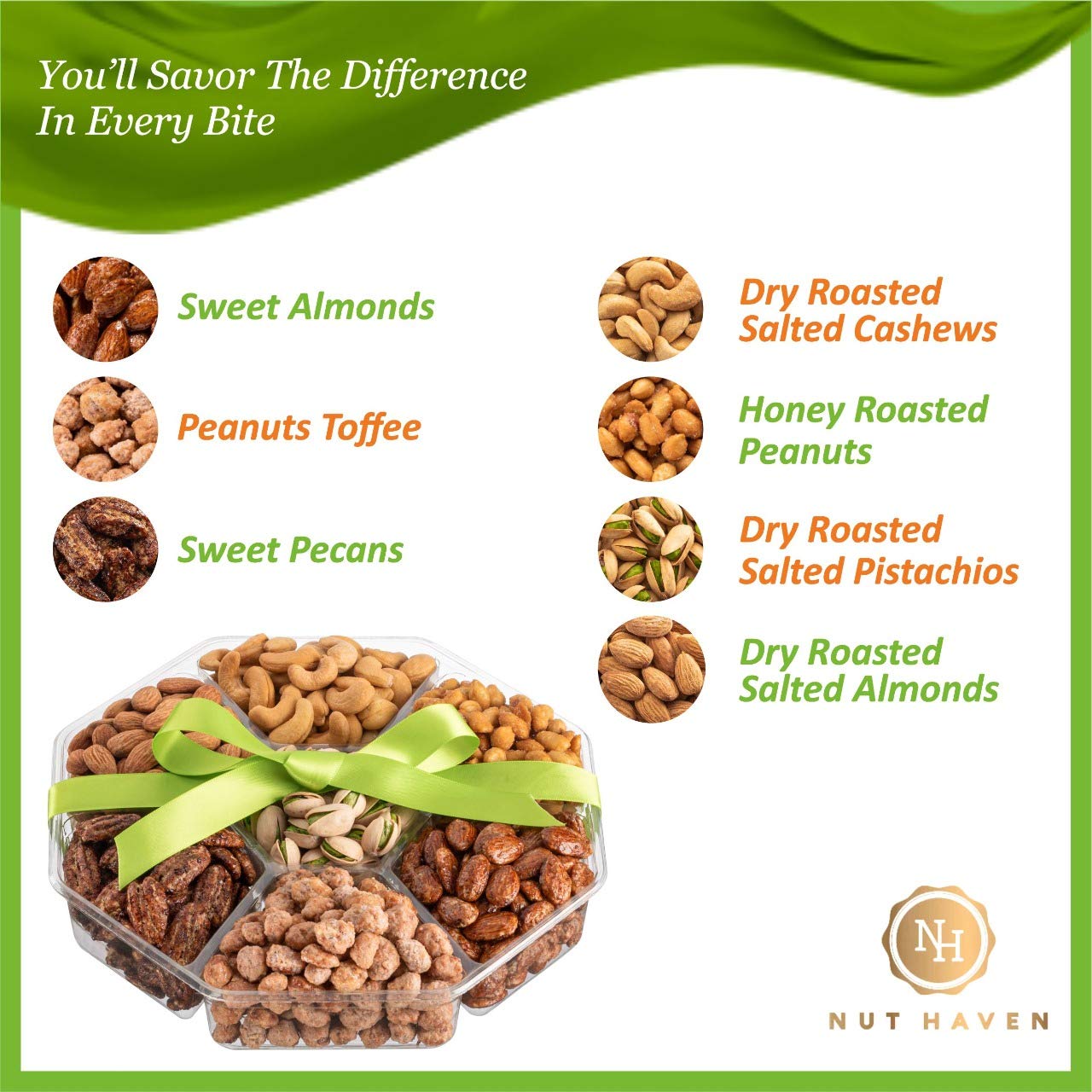 Fathers Day Nuts Gift Basket - Assortment of Sweet & Roasted Salted Gourmet Nuts - Food Gift Box for Dad, Him, Husband, Christmas, Father's Day, Mother's Day, Sympathy, Family, Men & Women