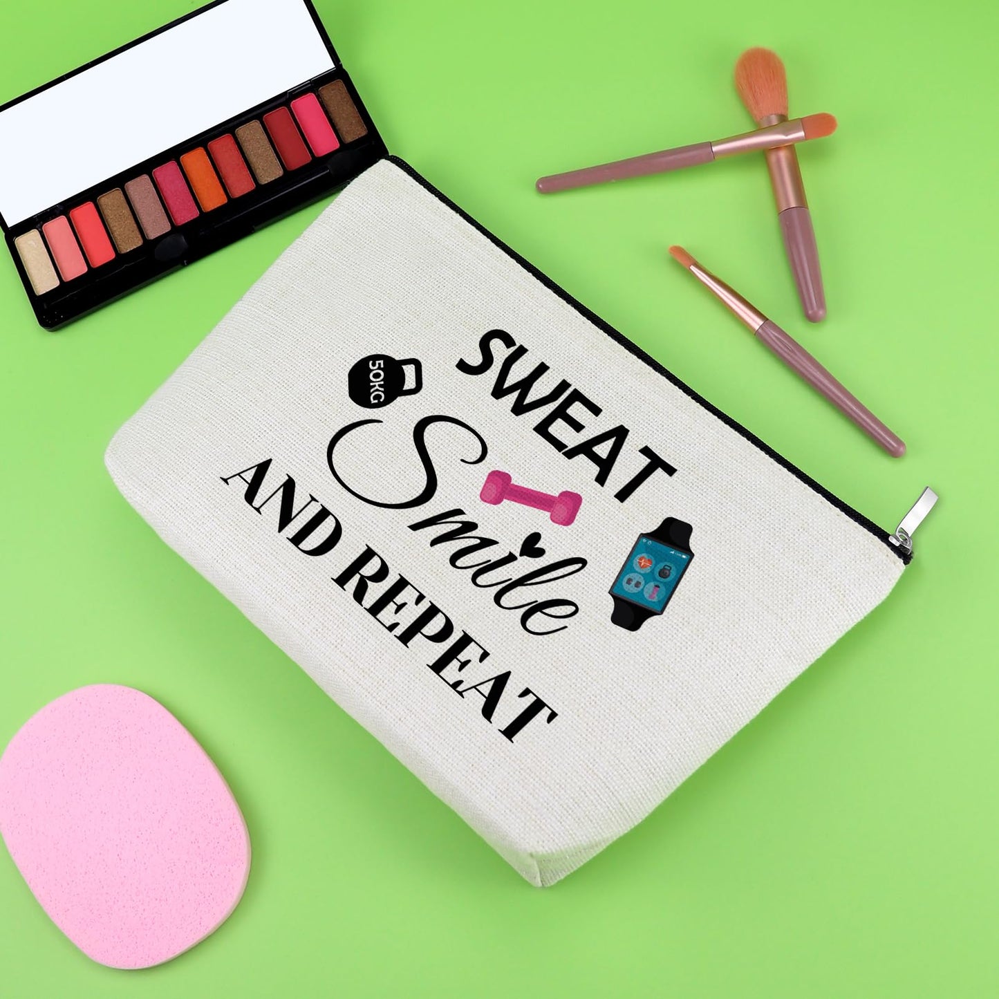 Workout Gifts Fitness Lovers Makeup Bag Gym Gifts for Women Fitness Bodybuilding Cosmetic Bag Exercise Present for Women Friend Trainer Christmas Birthday Present Dumbbell Pendant Travel Pouch