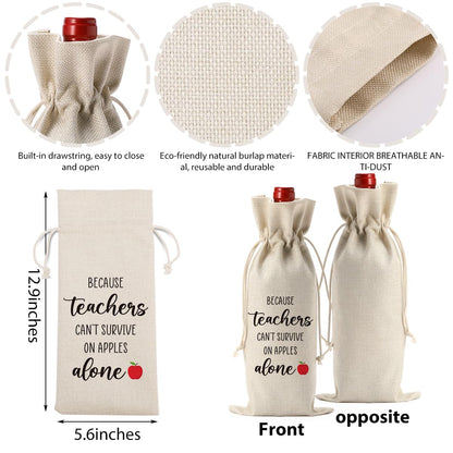 Funny Teacher Gifts for Women, Teacher Wine Bag, Teachers Valentines Day Retirement Appreciation Birthday Gifts for Teachers，Teachers Wine Bottle Bags