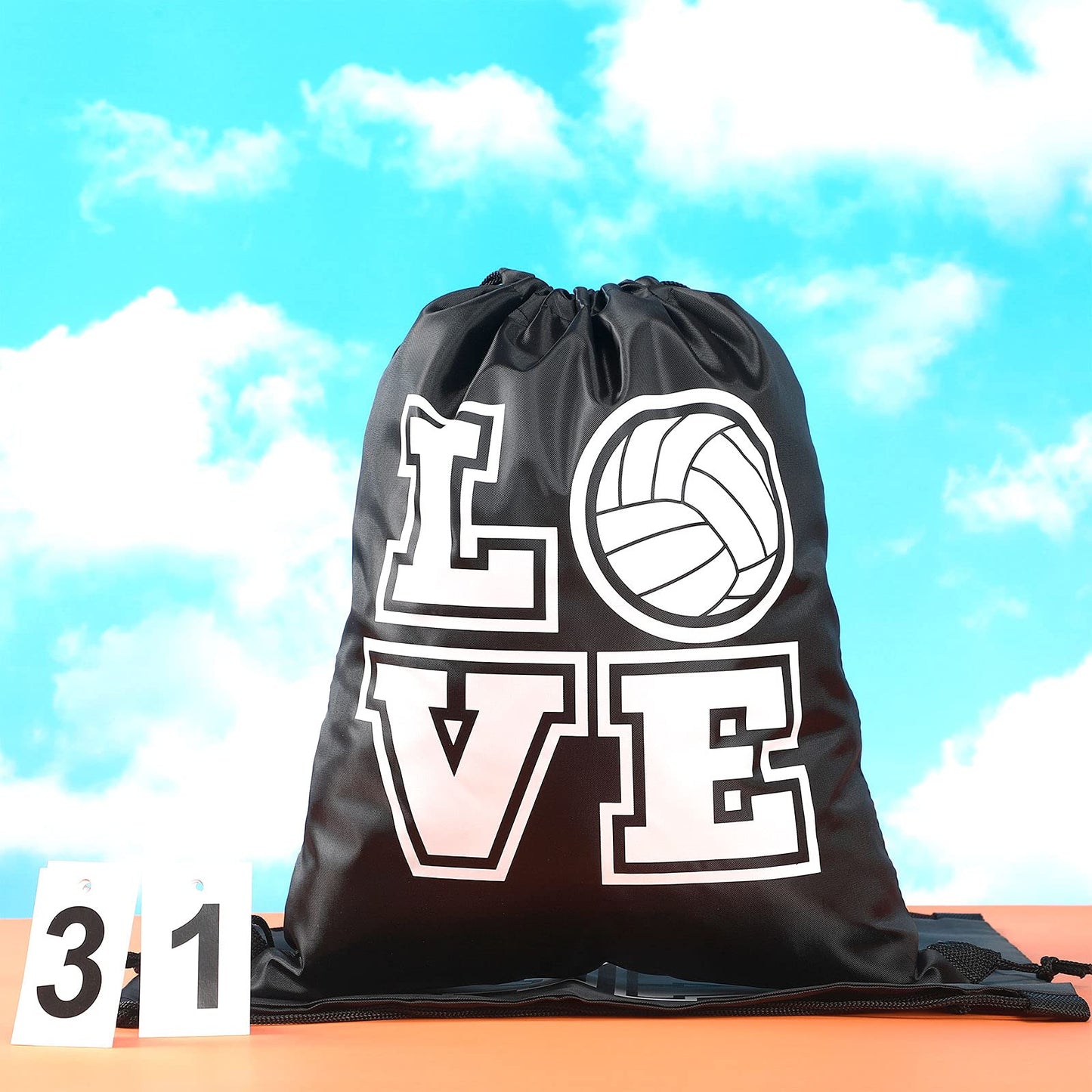 Shappy 20 Pcs Drawstring Bags Bulk Volleyball Cinch Backpack Sport Gifts Bags for Teen Girls, Men Women, 13 x 17 Inch