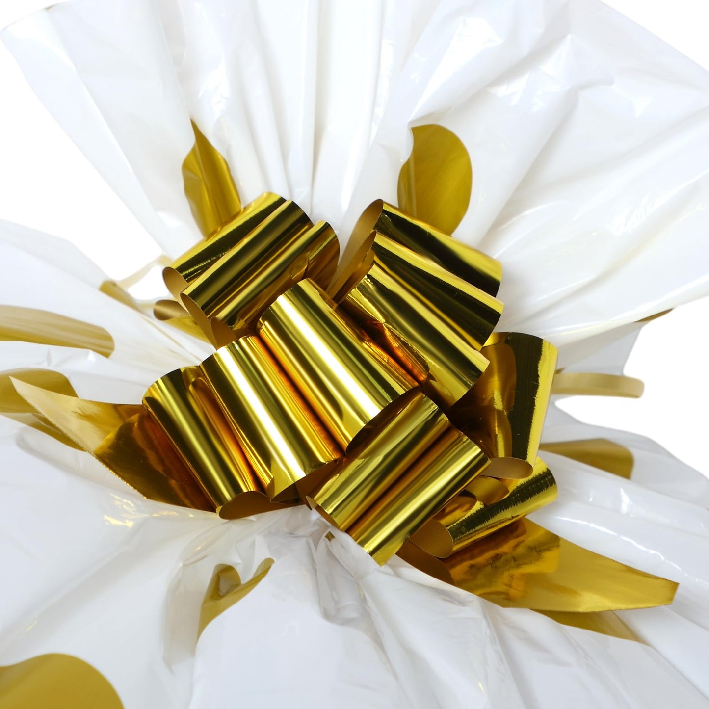 Fulmoon 4 Pcs 48 Inch Jumbo Gift Bag Golden Extra Large Bags with Pull Flowers, Plastic Giant Gift Oversized Wrapping for Graduation Wedding Birthday Baby Shower(Gold)