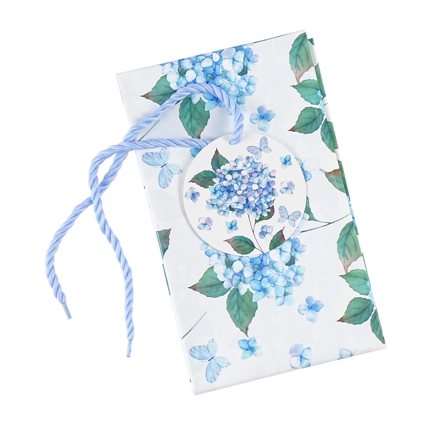 WRAPAHOLIC 56" Large Hydrangea Floral Plastic Gift Bag - Blue Hydrangea Flower Jumbo Bike Bag Gift Wrap for Wedding, Birthday, Bridal Shower, Tea Party - 56" H x 36" W
