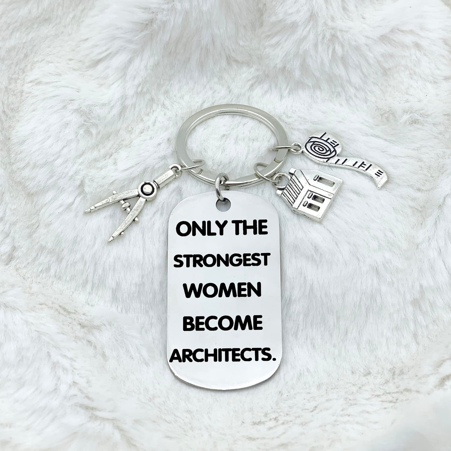 Architecture Gifts for Women: Thank You Keychains for Future Female Architect Students & Engineers - Inspirational Graduation & Retirement Key Ring Presents